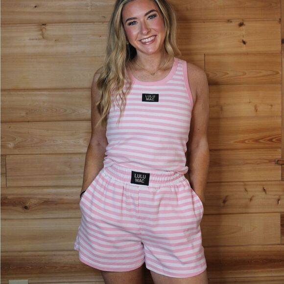 lulu mac Tops - Pink Striped Lulu Mac Set